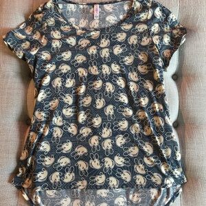 LuLaRoe Navy and Cream Mickey Mouse head XL tee